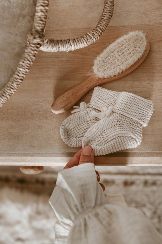Organic Cotton Newborn Booties - Oat